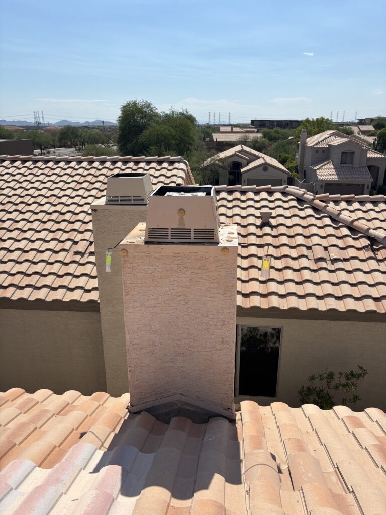 Bird deterrents on chimney