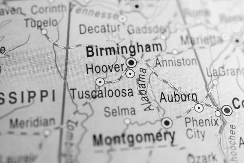 map showing Birmingham