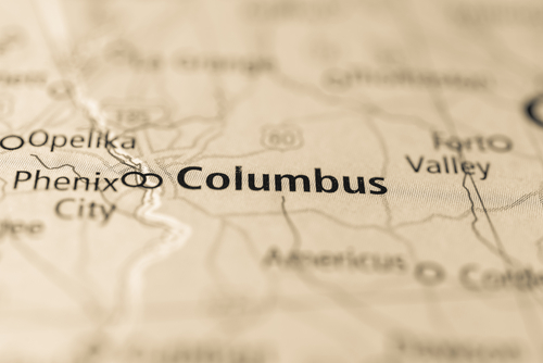 Map showing Columbus, GA