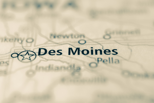 map showing des moines