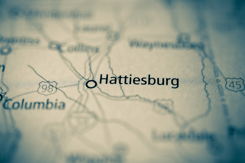 map showing hattiesburg