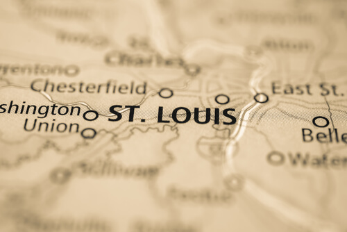 map showing St. Louis