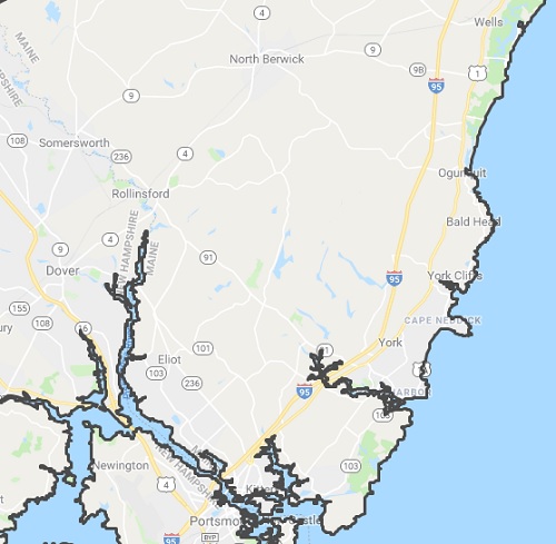 Map showing York, ME